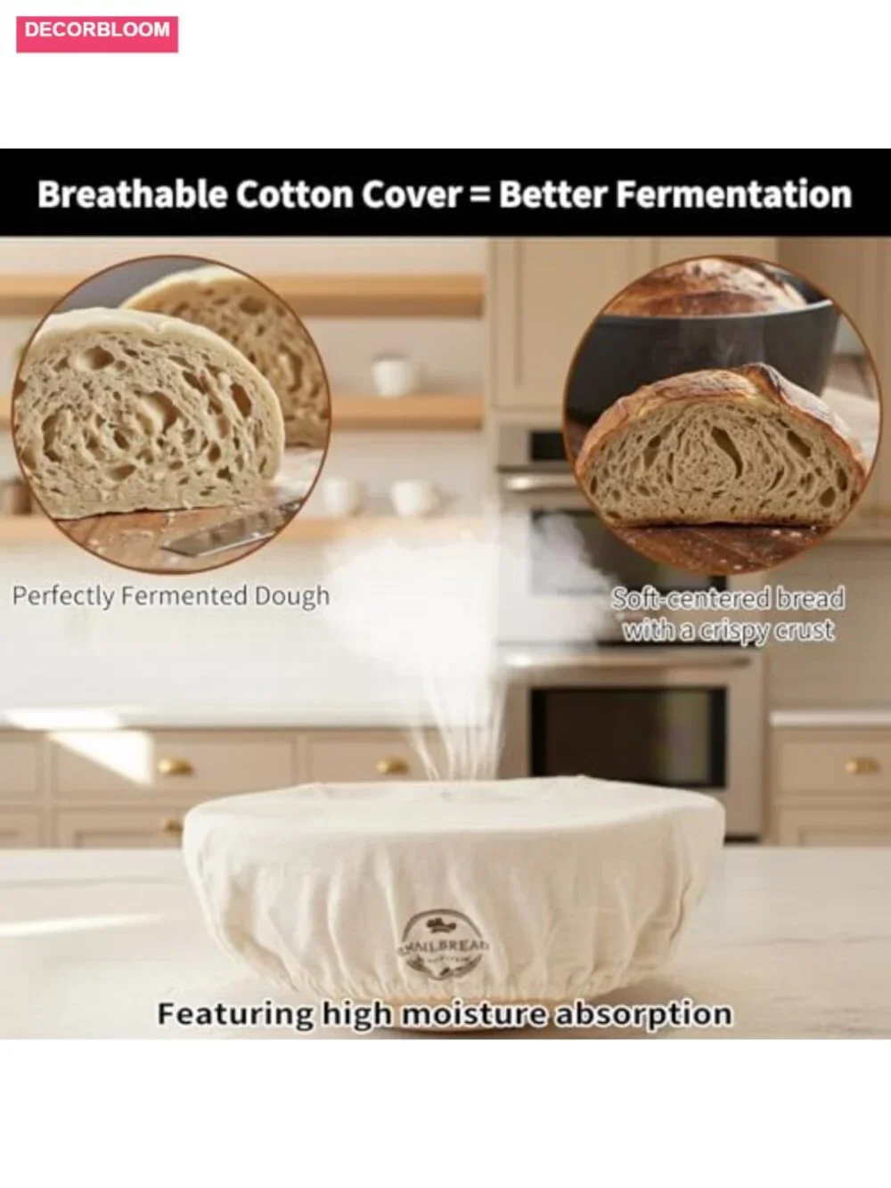 6-Pack Cotton Banneton Liners 9-Inch Round Bread Proofing Basket Covers Elastic
